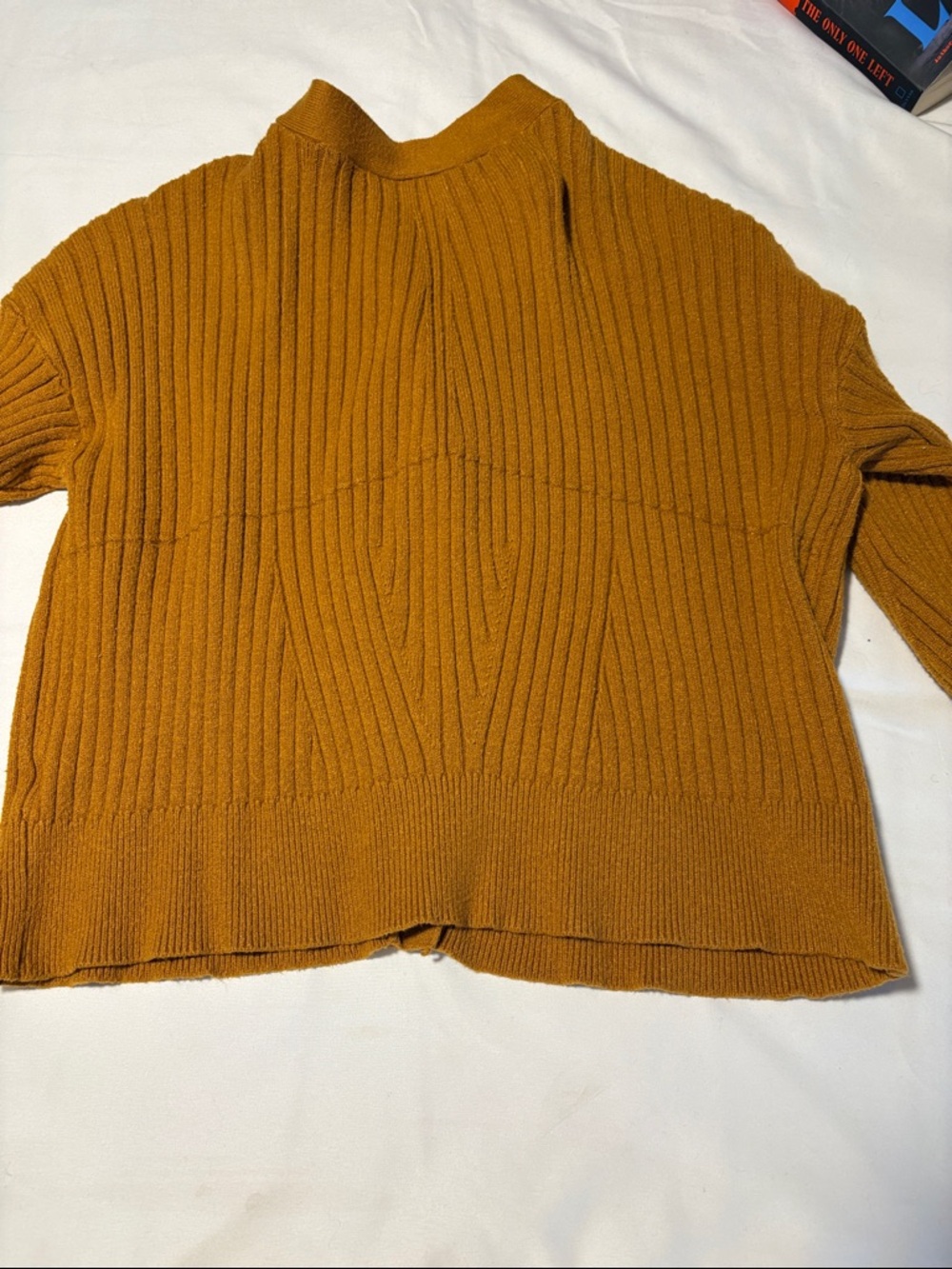 Cyrus Ribbed Button-Front Cardigan - Mustard - Picture 5 of 5